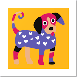 Colourful Cute Puppy Art Posters and Art